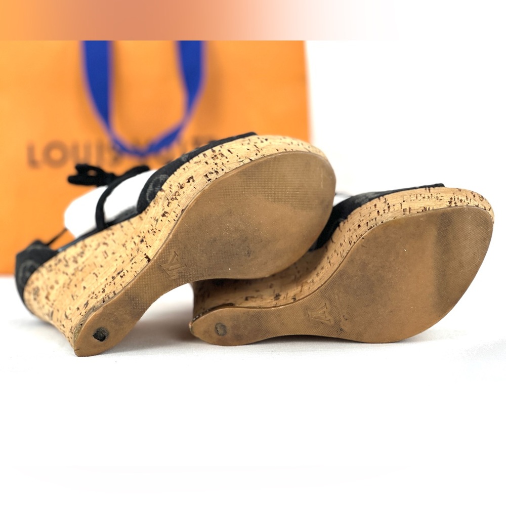 ❌SOLDX 💎Louis Vuitton Black Denim Wedges - Picture 11 of 16